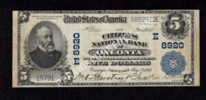 600 Oneonta, New York $5 1902 Nationals Front