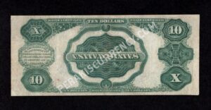 Silver Cert. 301 1891 $10 typenote Back