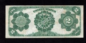 Treasury Notes 357 1891 $2 typenote Back