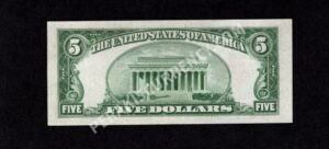 FR 1529 1928D $5 Legal Tender Notes Back