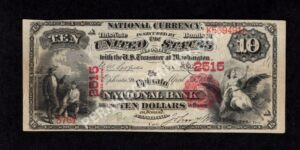 419 Ephrata, Pennsylvania $10 1875 Nationals Front
