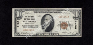 1801-1 Kutztown, Pennsylvania $10 1929 Nationals Front