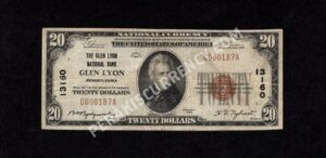 1802-1 Glen Lyon, Pennsylvania $20 1929 Nationals Front