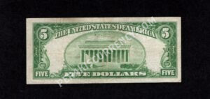 1800-2 Hatfield, Pennsylvania $5 1929II Nationals Back
