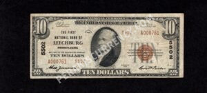 1801-2 Leechburg, Pennsylvania $10 1929II Nationals Front