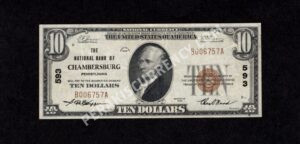 1801-1 Chambersburg, Pennsylvania $10 1929 Nationals Front
