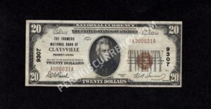 1802-1 Claysville, Pennsylvania $20 1929 Nationals Front