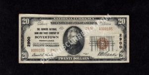 1802-2 Boyertown, Pennsylvania $20 1929II Nationals Front