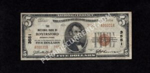 1800-2 Royersford, Pennsylvania $5 1929II Nationals Front