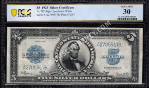 Silver Cert. 282 1923 $5 typenote Front