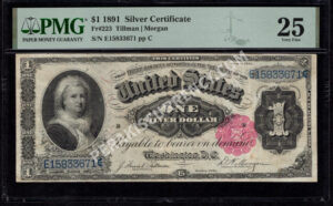 Silver Cert. 223 1891 $1 typenote Front