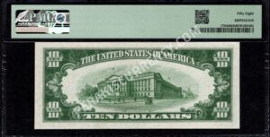 FR 1704 1934C $10 Silver Certificates Back
