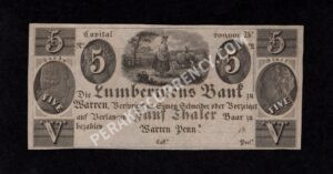 Warren Pennsylvania $$5 18 Obsolete Front