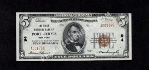 1800-2 Port Jervis, New York $5 1929II Nationals Front