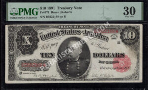 Treasury Notes 371 1891 $10 typenote Front