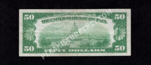 FR 2404 1928 $50 Gold Certificate Back