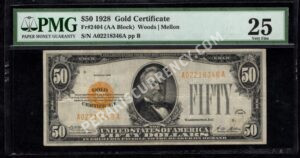 FR 2404 1928 $50 Gold Certificate Front