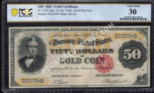 Gold Certificates 1194 1882 $50 typenote Front