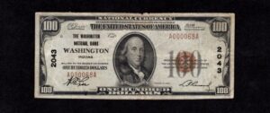 1804-1 Washington, Indiana $100 1929 Nationals Front