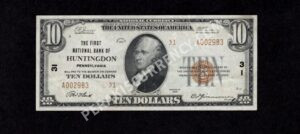 1801-2 Huntingdon, Pennsylvania $10 1929II Nationals Front