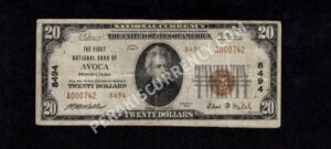 1802-2 Avoca, Pennsylvania $20 1929II Nationals Front