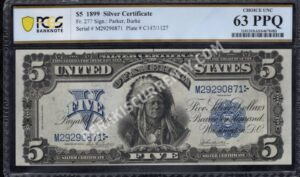 Silver Cert. 277 1899 $5 typenote Front