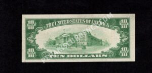 FR 2400 1928 $10 Gold Certificate Back