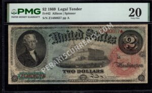 Legal Tender 42 1869 $2 typenote Front