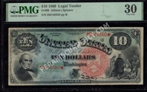Legal Tender 96 1869 $10 typenote Front