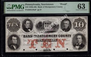 Norristown Pennsylvania $10 1850s-60s Obsolete Front