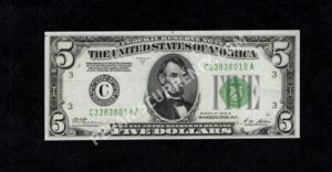 FR 1952-C 1928B $5 FRN Front