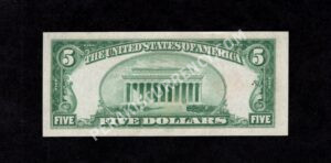 FR 1526 1928A $5 Legal Tender Notes Back
