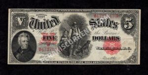 Legal Tender 92 1907 $5 typenote Front
