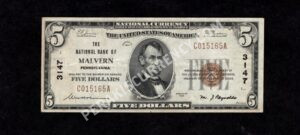 1800-1 Malvern, Pennsylvania $5 1929 Nationals Front