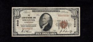 1801-1 Loganton, Pennsylvania $10 1929 Nationals Front