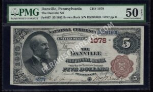 467 Danville, Pennsylvania $5 1882BB Nationals Front