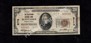 1802-2 McVeytown, Pennsylvania $20 1929II Nationals Front