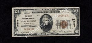 1802-1 Nesquehoning, Pennsylvania $20 1929 Nationals Front