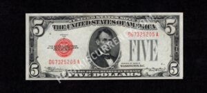 FR 1527 1928B $5 Legal Tender Notes Front