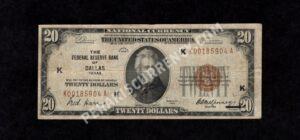FR 1870-K 1929 $20 FRBN Front