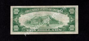 FR 1860-E 1929 $10 FRBN Back