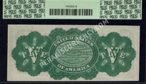 Legal Tender 63b 1863 $5 typenote Back