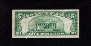 1800-2 Columbia, Pennsylvania $5 1929II Nationals Back