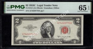 FR 1512 1953C $2 Legal Tender Notes Front