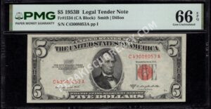 FR 1534 1953B $5 Legal Tender Notes Front