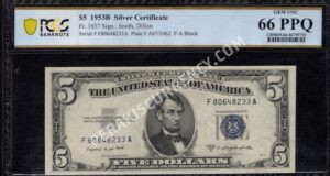 FR 1657 1953B $5 Silver Certificates Front