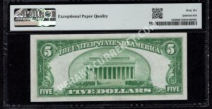 FR 1650 1934 $5 Silver Certificates Back