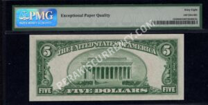 FR 1529 1928D $5 Legal Tender Notes Back