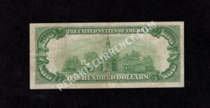 FR 2150-L 1928 $100 FRN Back