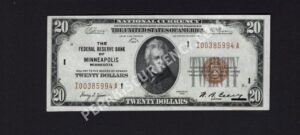 FR 1870-I 1929 $20 FRBN Front